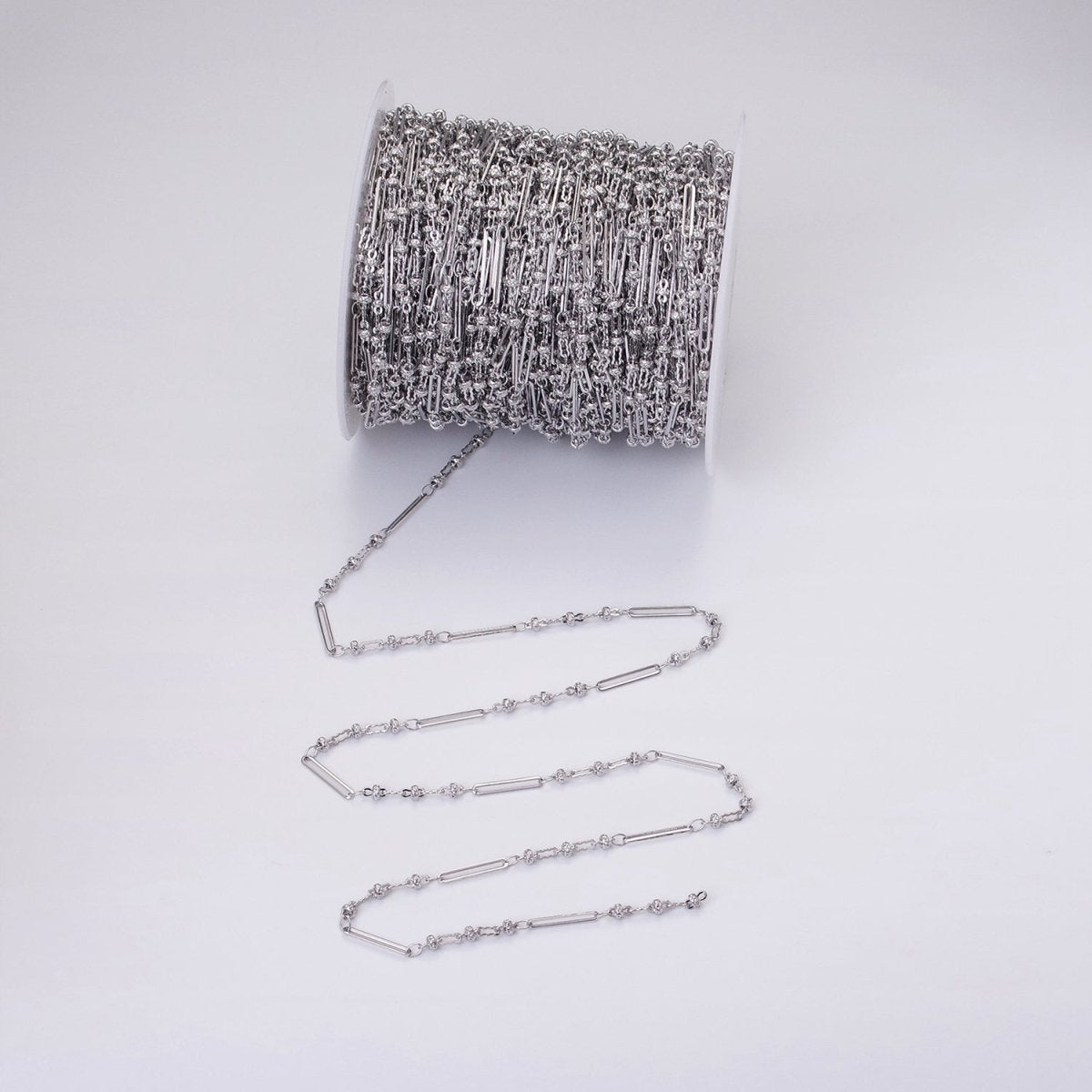 16K Gold Filled 2.5mm Designed Triple Satellite Rhondele Paperclip Link Unfinished Chain in Gold & Silver | ROLL-1331 ROLL-1332 Clearance Pricing