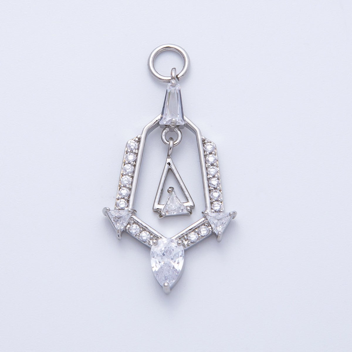 16K Gold Filled 28mm Micro Paved CZ Geometric Charm in Gold & Silver | Charms-00372 Charms-00373