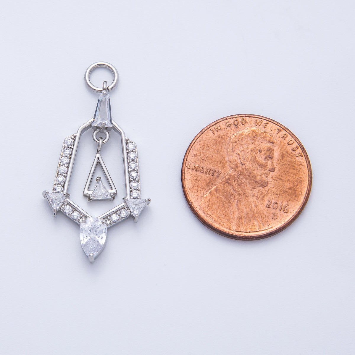16K Gold Filled 28mm Micro Paved CZ Geometric Charm in Gold & Silver | Charms-00372 Charms-00373