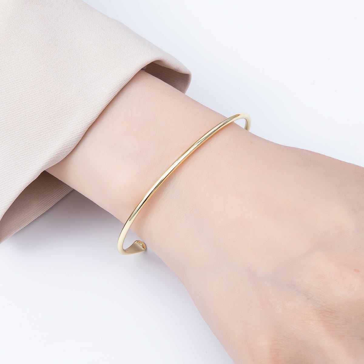 16K Gold Filled 2mm Minimalist Tube Half Cuff Bracelet Finding for Bangle Supply | WA-04458