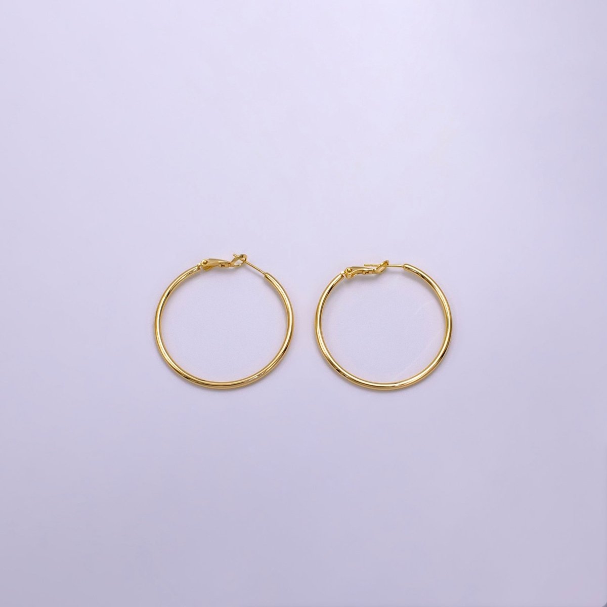 16K Gold Filled 30mm, 40mm, 50mm, 60mm, 70mm Minimalist Hinge-Hoop Earrings | AB1281 - AB1285