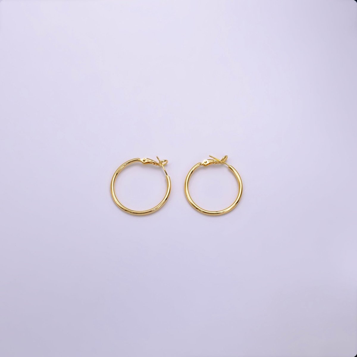 16K Gold Filled 30mm, 40mm, 50mm, 60mm, 70mm Minimalist Hinge-Hoop Earrings | AB1281 - AB1285