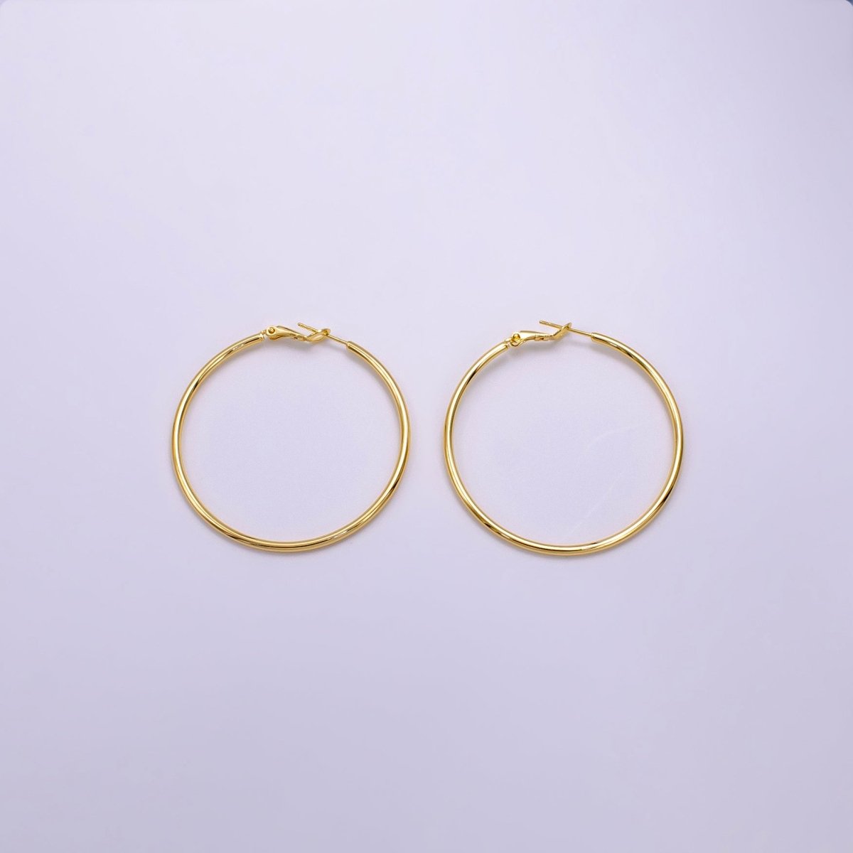 16K Gold Filled 30mm, 40mm, 50mm, 60mm, 70mm Minimalist Hinge-Hoop Earrings | AB1281 - AB1285