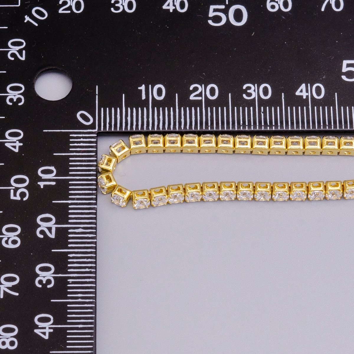 16K Gold Filled 3mm Clear Crystal Tennis Chain 7.25" Bracelet | WA-1886
