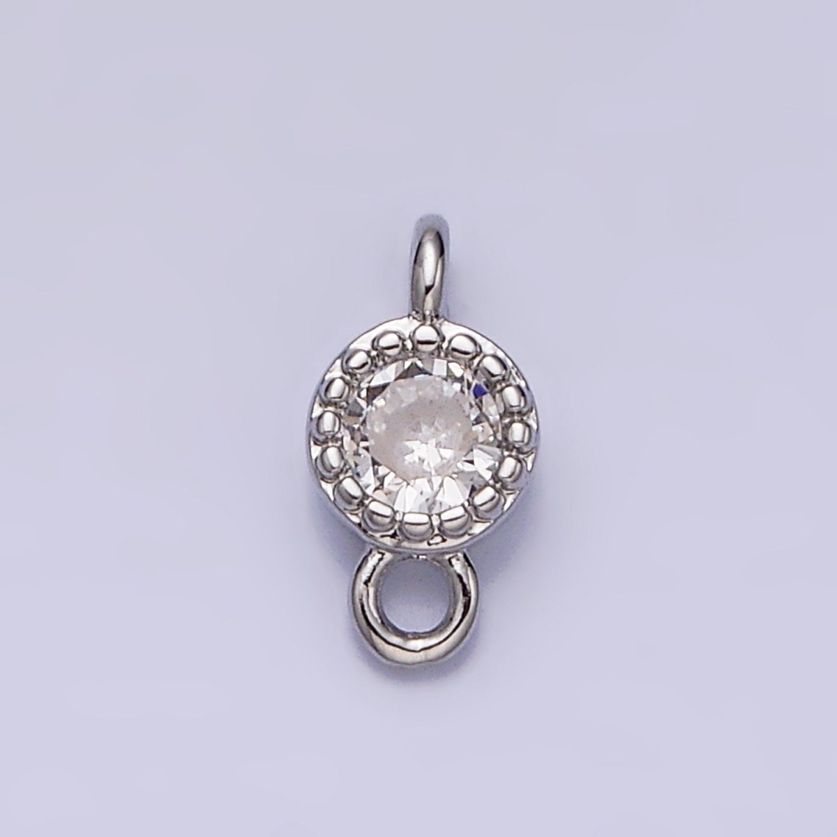16K Gold Filled 4.5mm Clear Round CZ Dotted Bezel Connector in Gold & Silver | Y-909-Gold