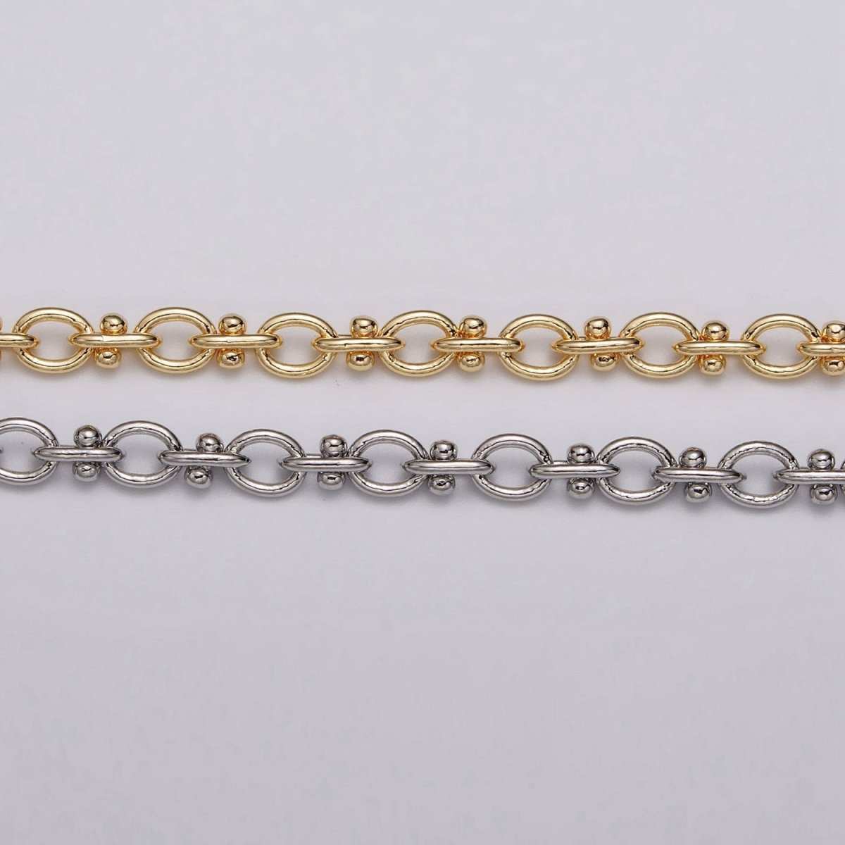 16K Gold Filled 4.5mm Figaro Long and Short Fancy Cable Unfinished Chain in Gold & Silver | ROLL-1179 ROLL-1180 Clearance Pricing