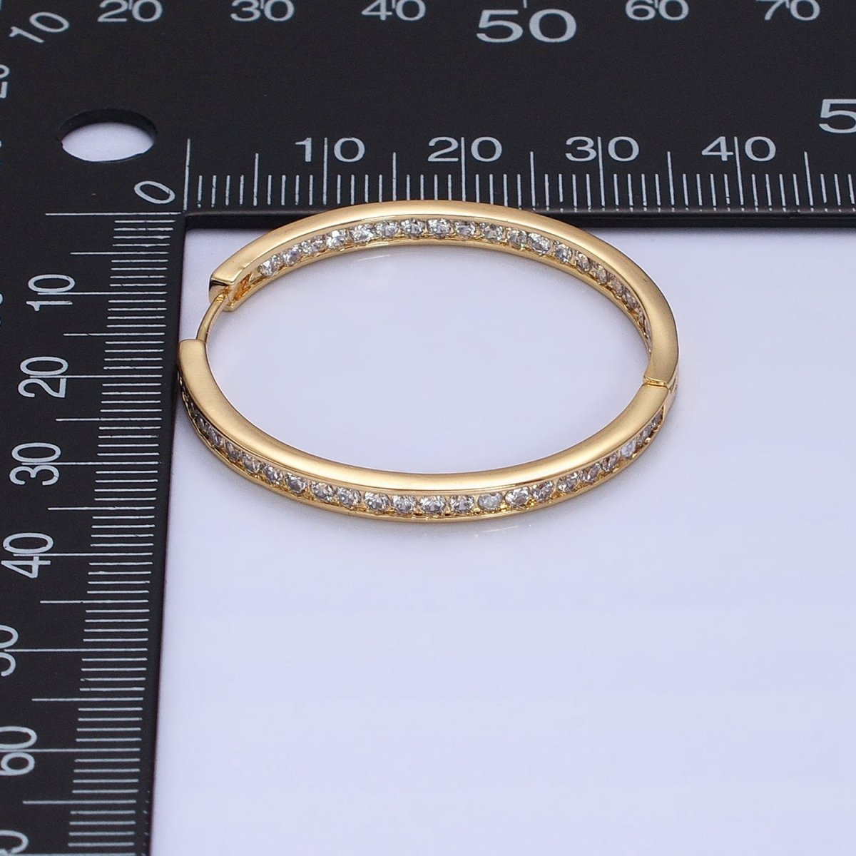 16K Gold Filled 50mm, 35mm, 30mm Clear CZ Micro Paved Front-Facing Endless Hoop Earrings in Gold & Silver | AD826 AD827, AE029 - AE032