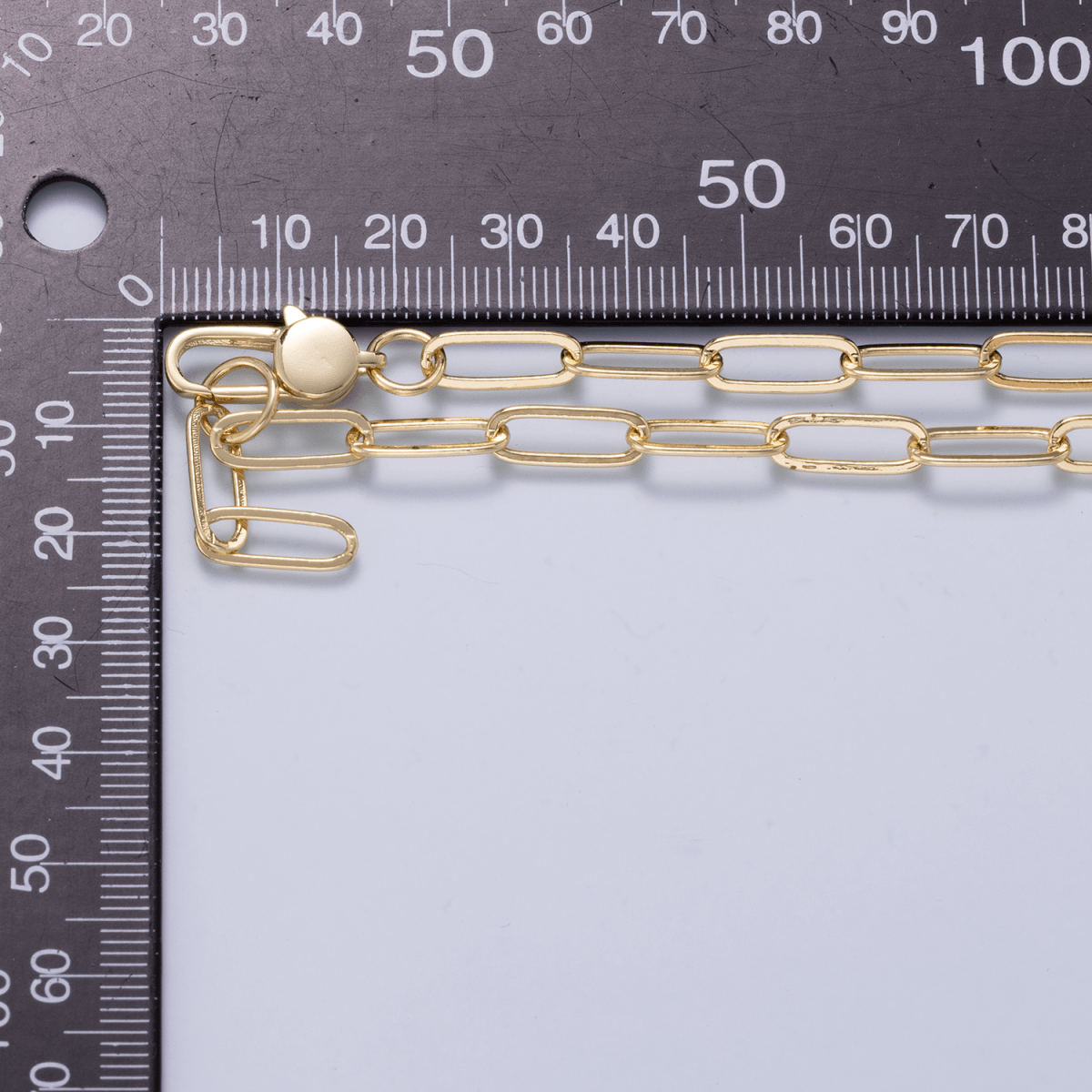 16K Gold Filled 5mm Minimalist Paperclip Lariat Chain 17 Inch Necklace | WA-04500