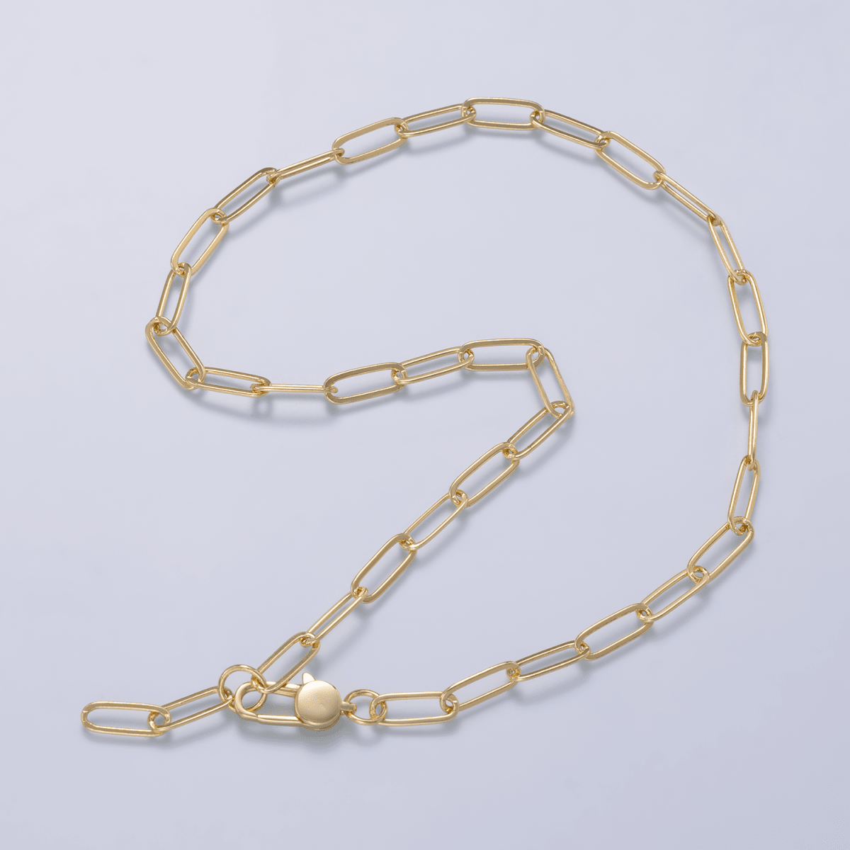 16K Gold Filled 5mm Minimalist Paperclip Lariat Chain 17 Inch Necklace | WA-04500
