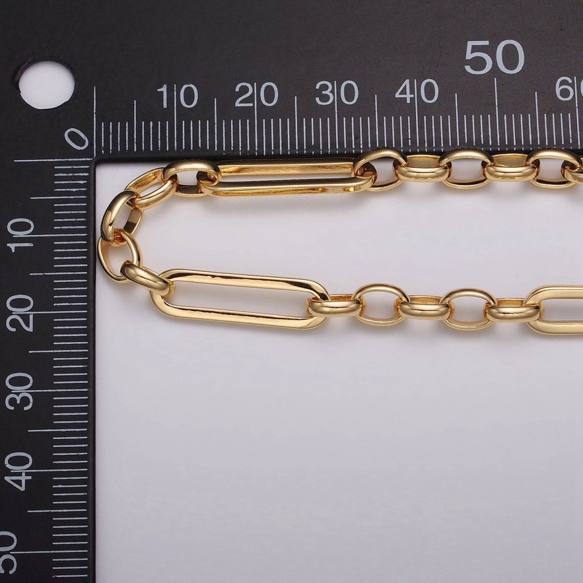 16K Gold Filled 6mm PaperClip Figaro Long and Short Fancy Unfinished Chain in Gold & Silver | ROLL-1181 ROLL-1182 Clearance Pricing