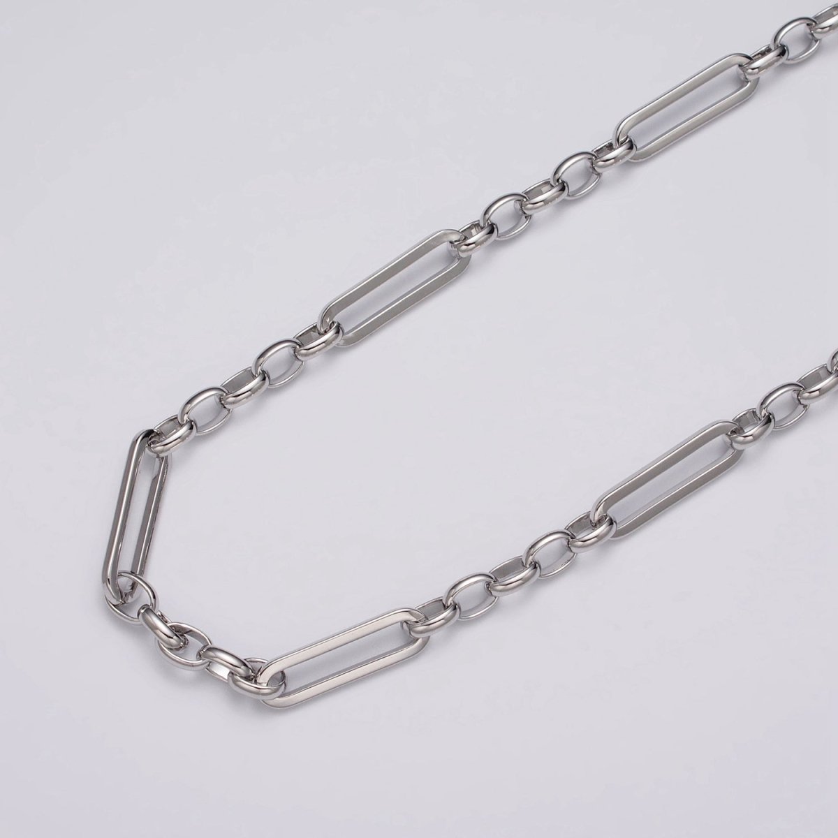 16K Gold Filled 6mm PaperClip Figaro Long and Short Fancy Unfinished Chain in Gold & Silver | ROLL-1181 ROLL-1182 Clearance Pricing