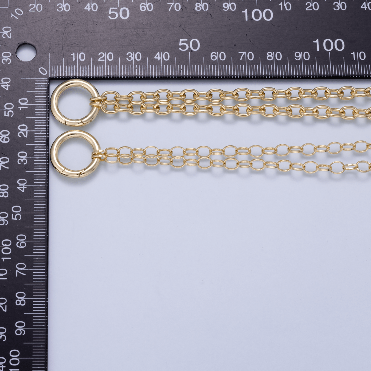 16K Gold Filled 6mm Push Gate Charm Connector Holder Ring Rolo Chain 18 Inch Necklace | WA-00558