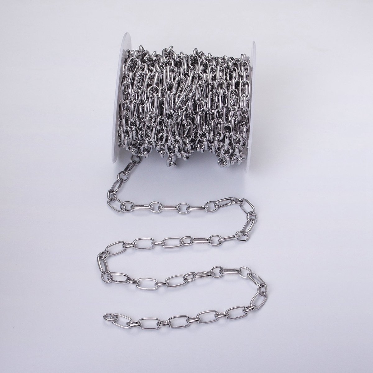 16K Gold Plated 7.2mm Rectangular Paperclip Cable Link Unfinished Chain by Yard in Gold & Silver | ROLL-1229 ROLL-1230 Clearance Pricing