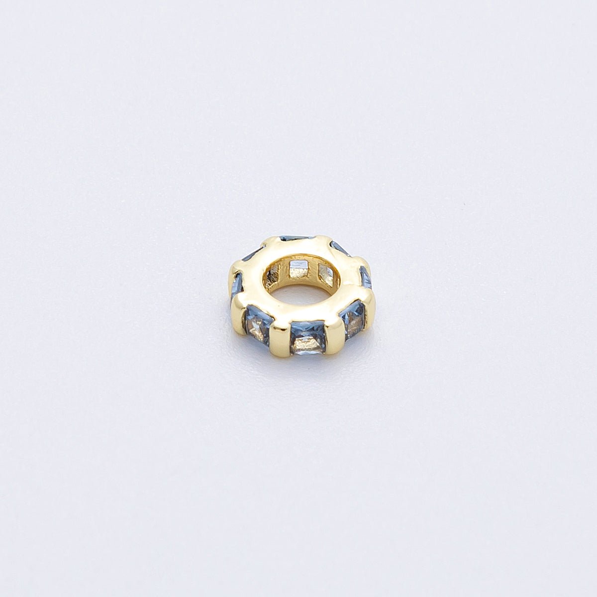 16K Gold Filled 8mm Personalized Birthstone Micro Paved Round CZ Rondelle Spacer Bead | Beads-00152 ~ Beads-00163