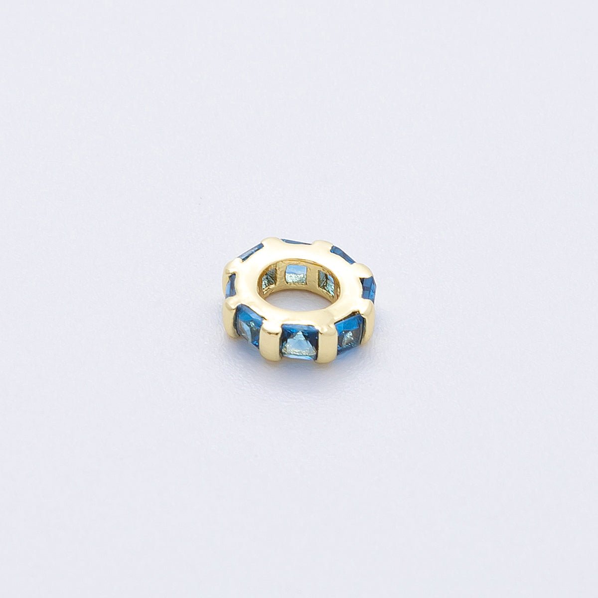 16K Gold Filled 8mm Personalized Birthstone Micro Paved Round CZ Rondelle Spacer Bead | Beads-00152 ~ Beads-00163
