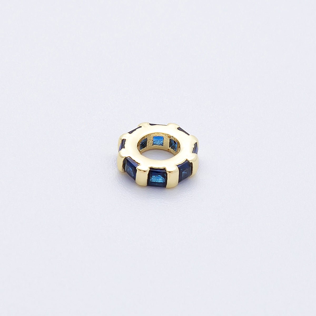 16K Gold Filled 8mm Personalized Birthstone Micro Paved Round CZ Rondelle Spacer Bead | Beads-00152 ~ Beads-00163
