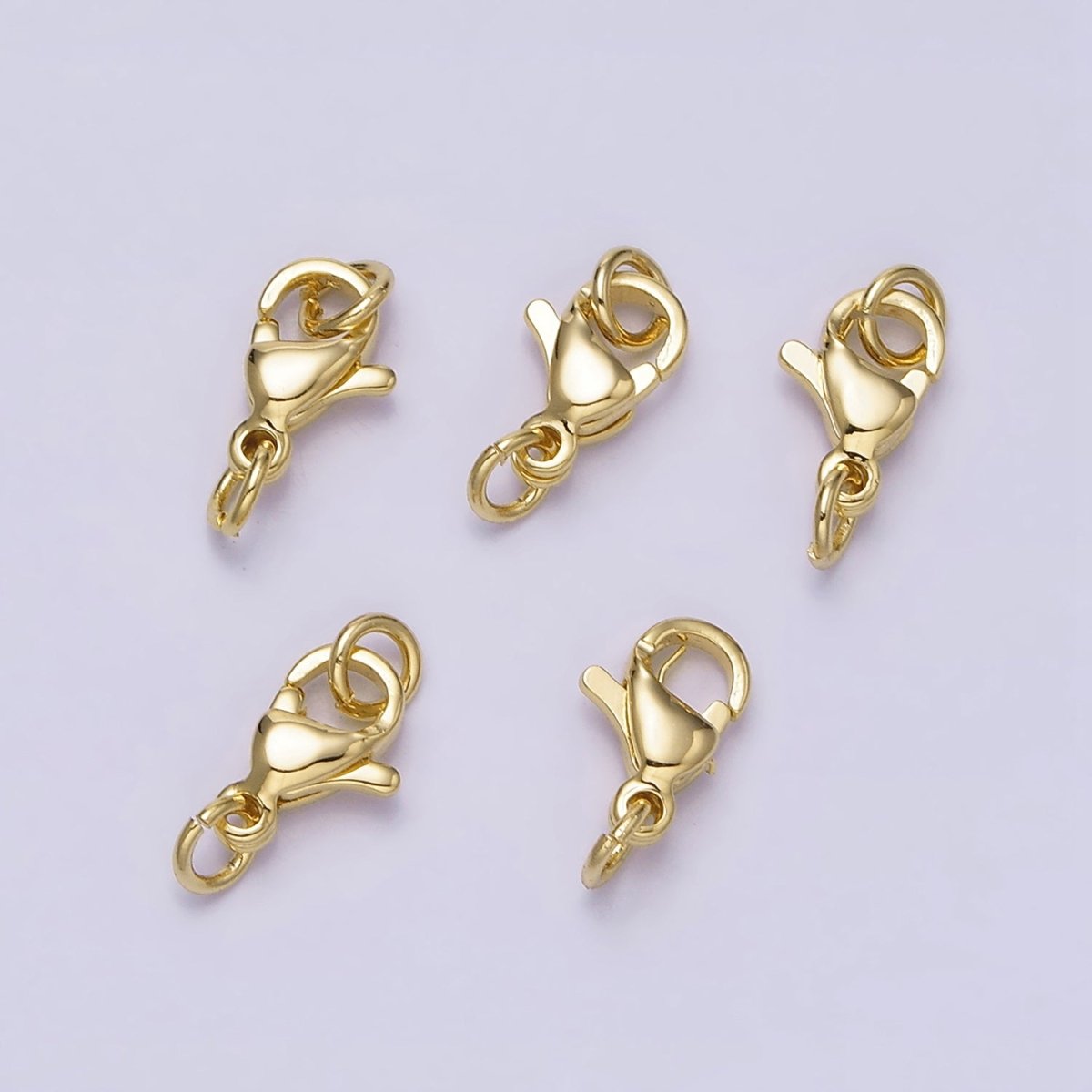 16K Stainless Steel 9mm Lobster Clasps Closure Jump Ring Jewelry Supply in Gold & Silver | Z-389 Z-390