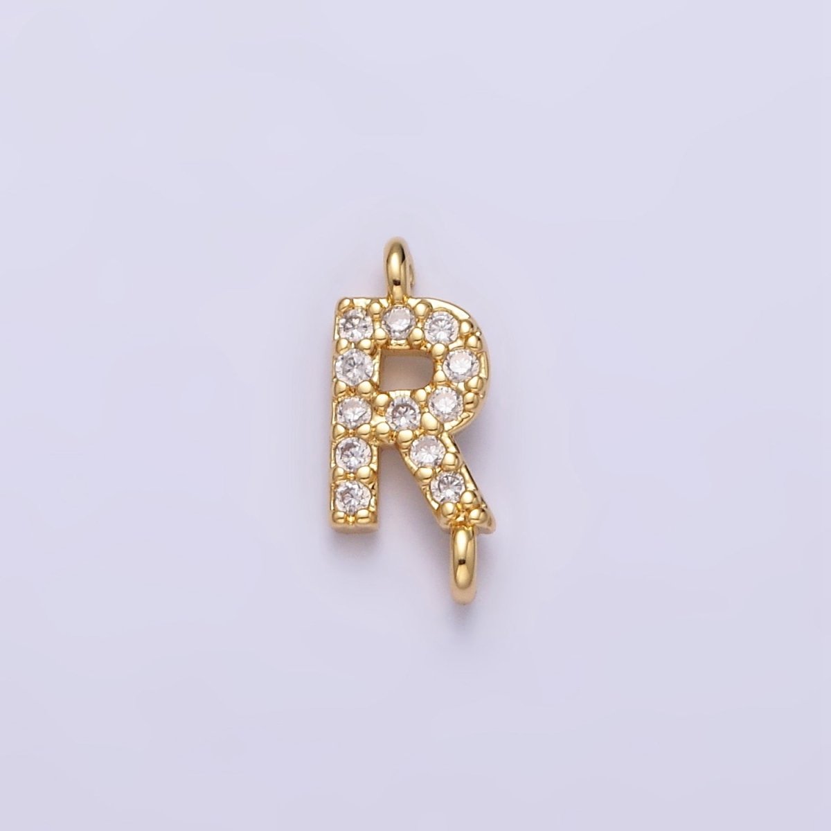16K Gold Filled A-Z Initial Letter Micro Paved CZ Sideway Loop Personalized Jewelry For Necklace Bracelet Link Connector | A-651-A-663