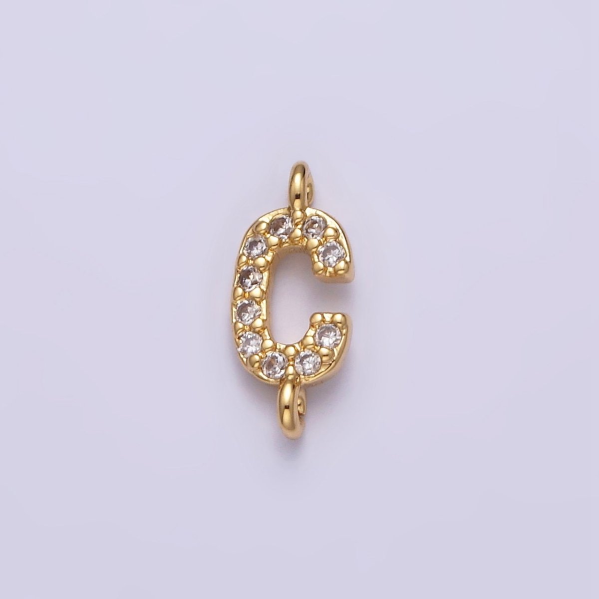 16K Gold Filled A-Z Initial Letter Micro Paved CZ Sideway Loop Personalized Jewelry For Necklace Bracelet Link Connector | A-651-A-663
