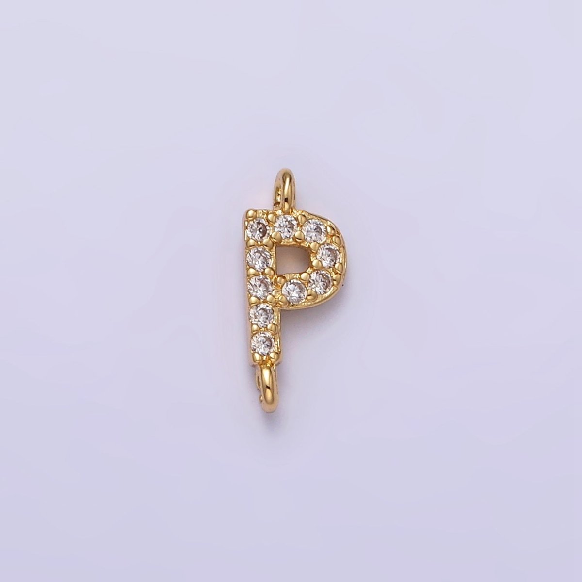 16K Gold Filled A-Z Initial Letter Micro Paved CZ Sideway Loop Personalized Jewelry For Necklace Bracelet Link Connector | A-651-A-663