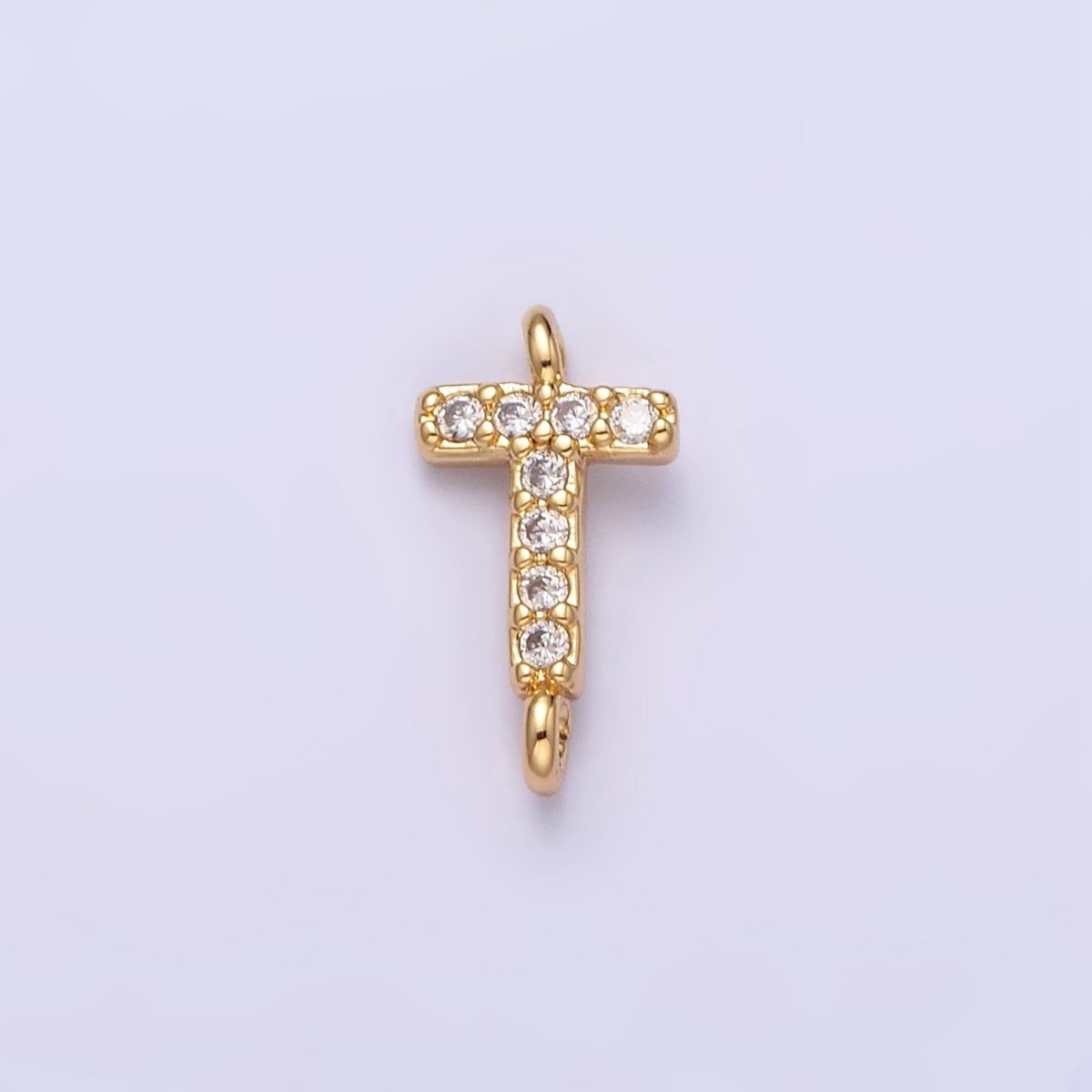 16K Gold Filled A-Z Initial Letter Micro Paved CZ Sideway Loop Personalized Jewelry For Necklace Bracelet Link Connector | A-651-A-663