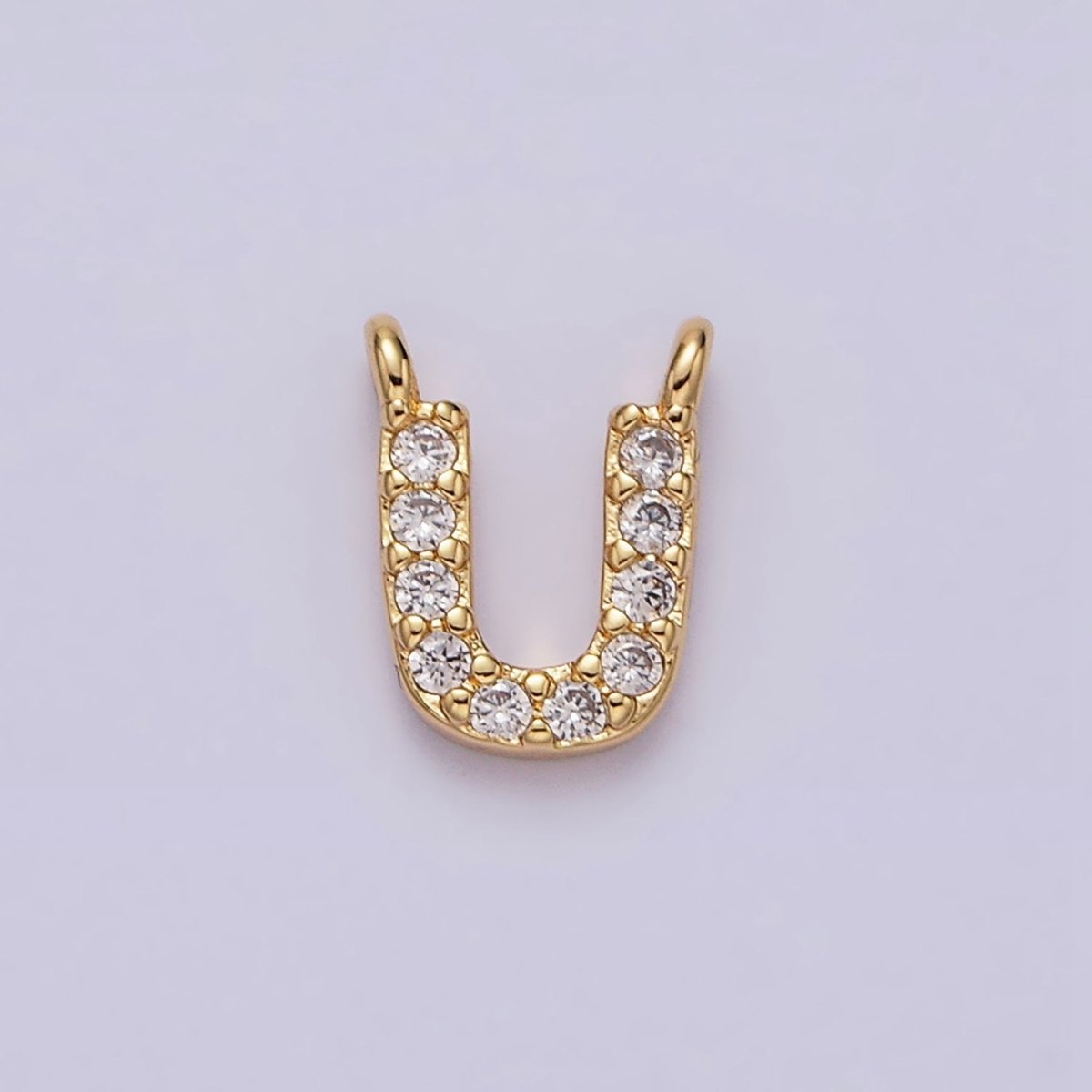 16K Gold Filled A-Z Initial Letter Micro Paved CZ Top Loop Personalized Connector | A-585-A-597