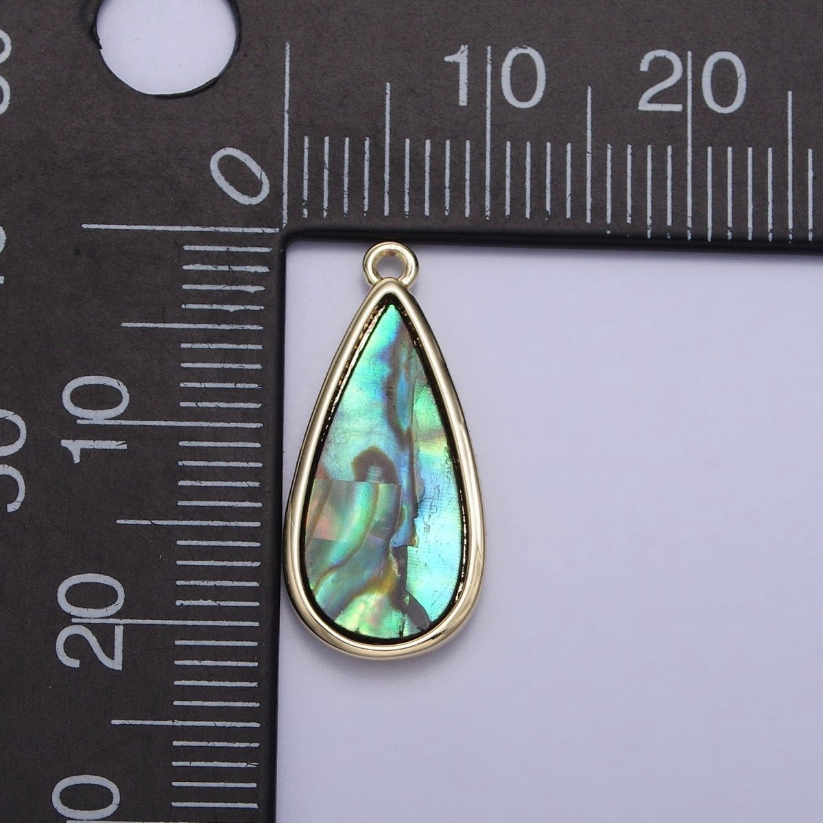 16K Gold Filled Abalone 21.3mm Teardrop Charm | AC1058