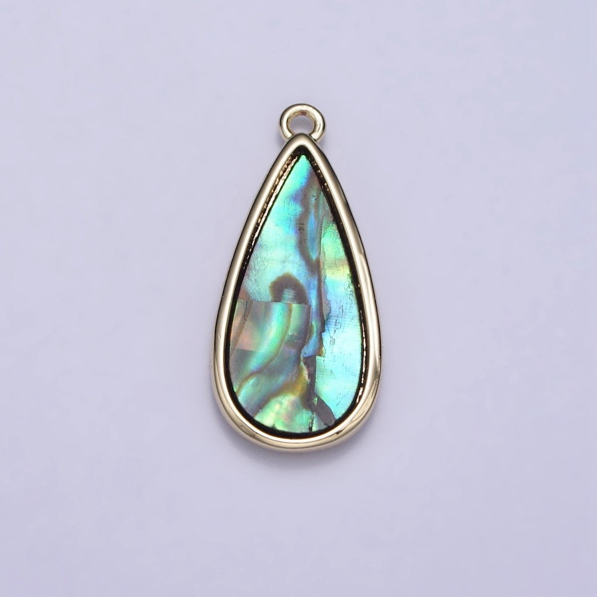 16K Gold Filled Abalone 21.3mm Teardrop Charm | AC1058
