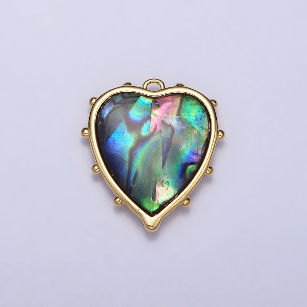 16K Gold Filled Abalone Heart Dotted Outline Charm | AC1047
