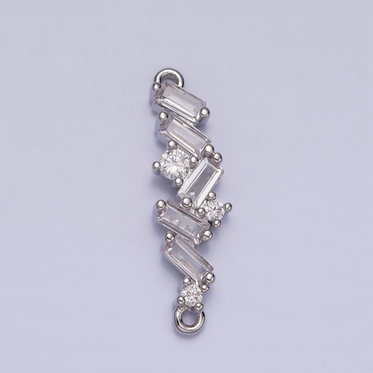 16K Gold Filled Baguette Clear CZ Zig Zag Connector in Gold & Silver | Y-908