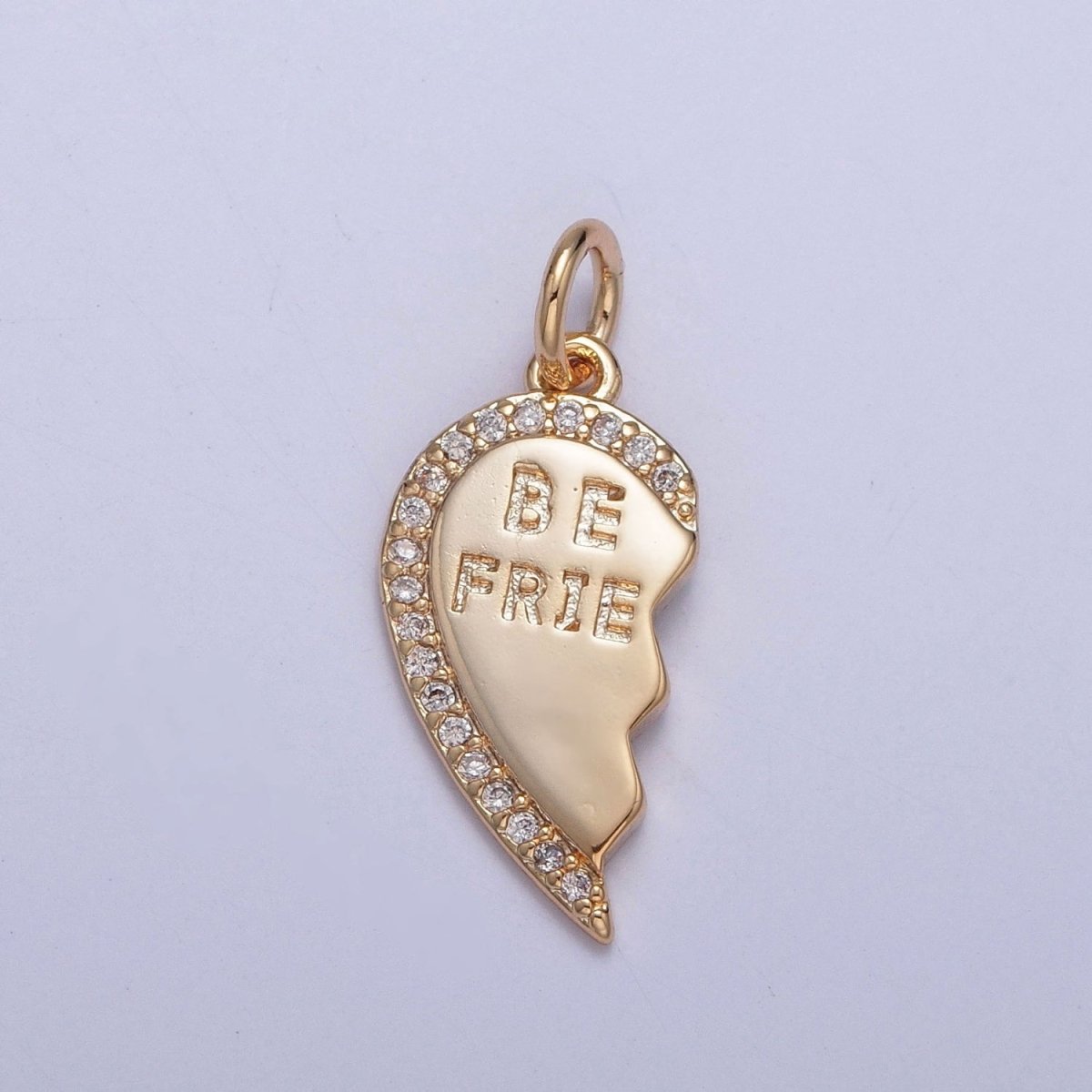 16K Gold Filled Best Friends Micro Paved Cubic Zirconia Breakable Heart Charm Set For Jewelry Making | X-228