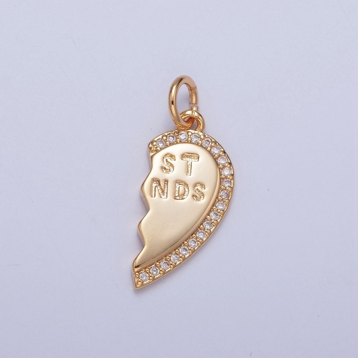 16K Gold Filled Best Friends Micro Paved Cubic Zirconia Breakable Heart Charm Set For Jewelry Making | X-228