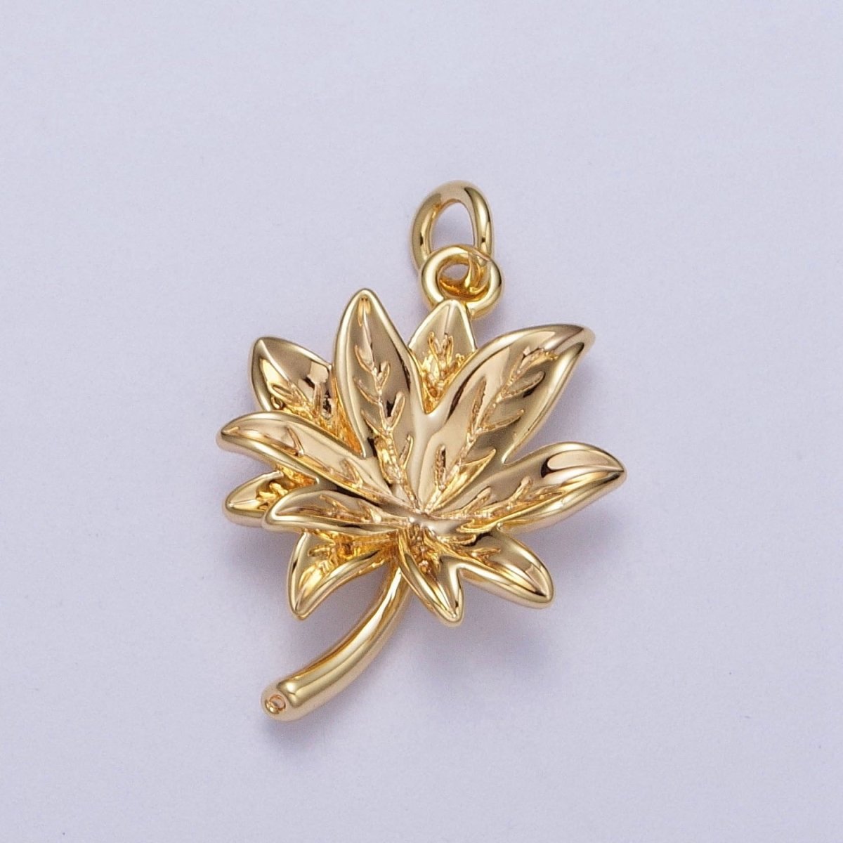 16K Gold Filled  Botanical Autumn Maple Christmas Poinsettia Leaf Charm | Y-333