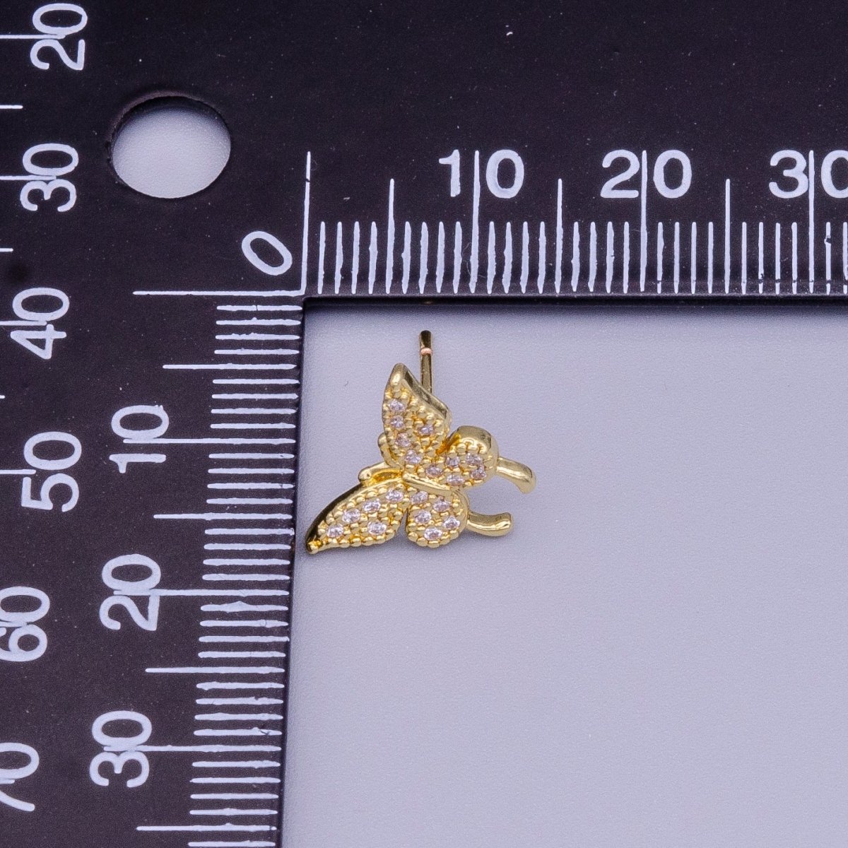 16K Gold Filled Butterfly Mariposa Wings Micro Paved CZ Stud Earrings | AD1525