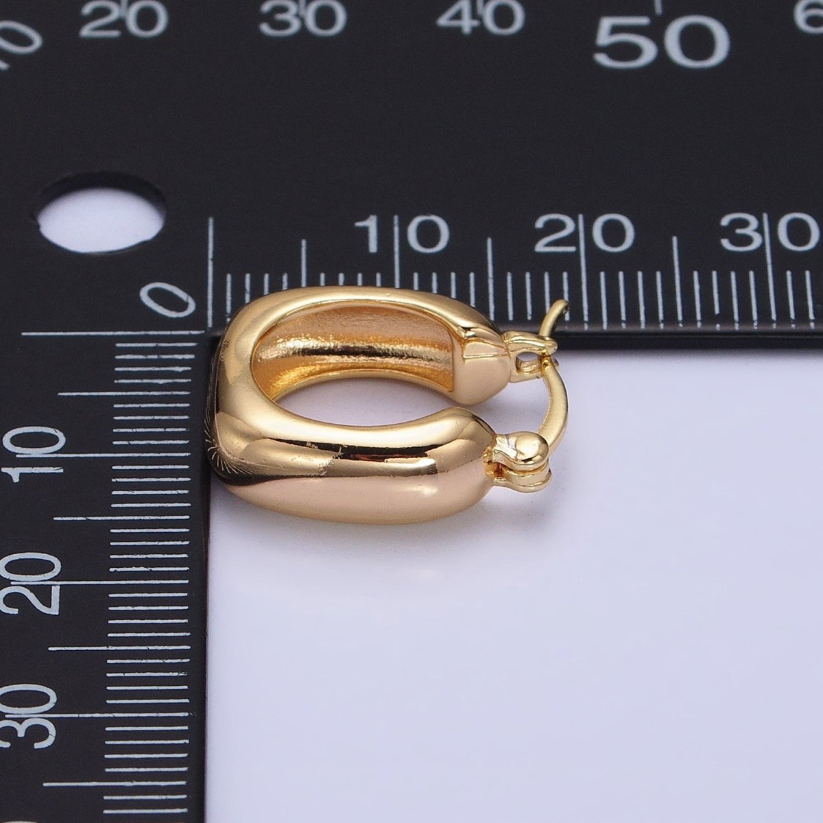 16K Gold Filled Chubby Square French Lock Latch Earrings in Gold & Silver | AD833 AD834