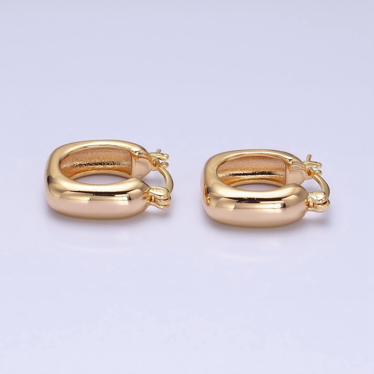 16K Gold Filled Chubby Square French Lock Latch Earrings in Gold & Silver | AD833 AD834