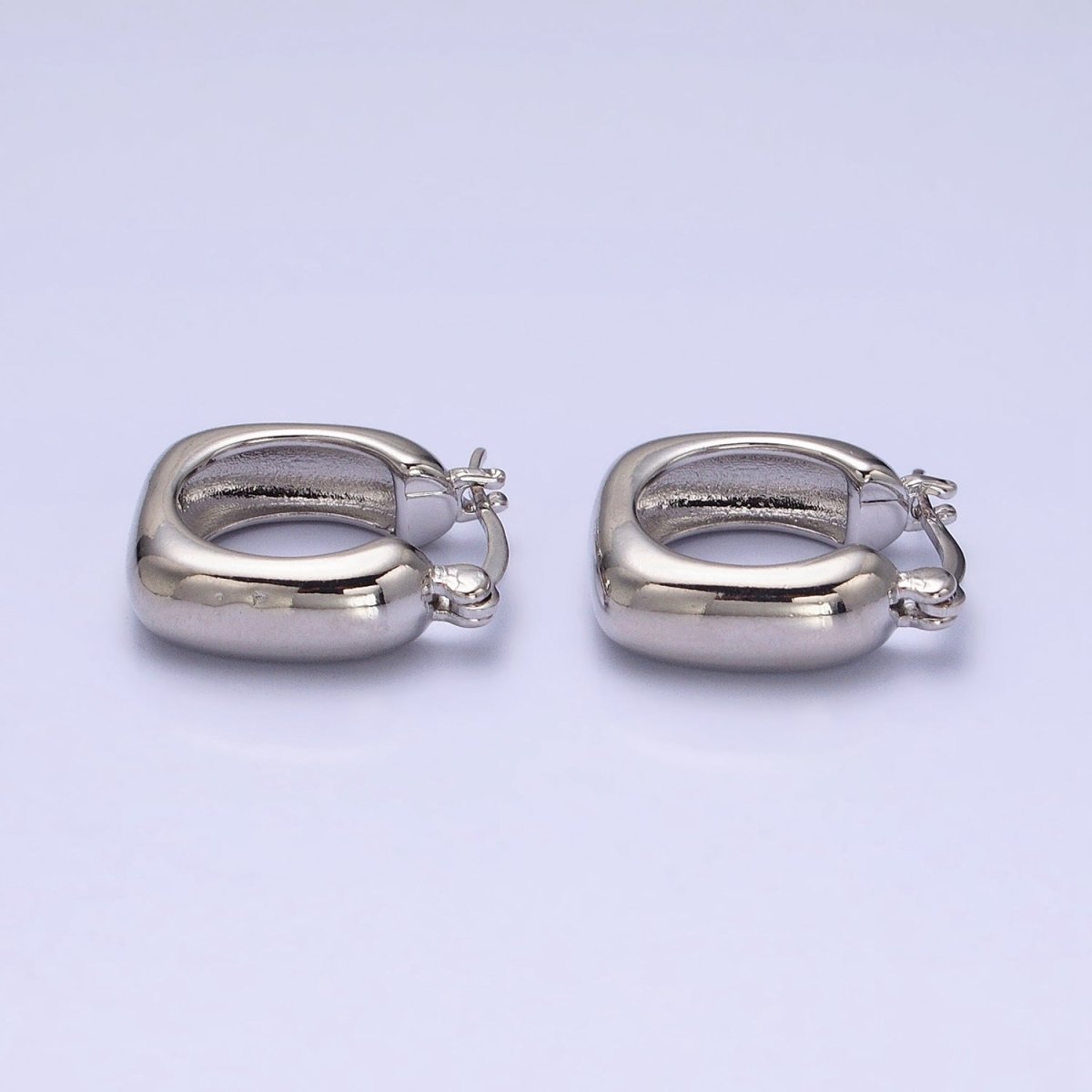 16K Gold Filled Chubby Square French Lock Latch Earrings in Gold & Silver | AD833 AD834