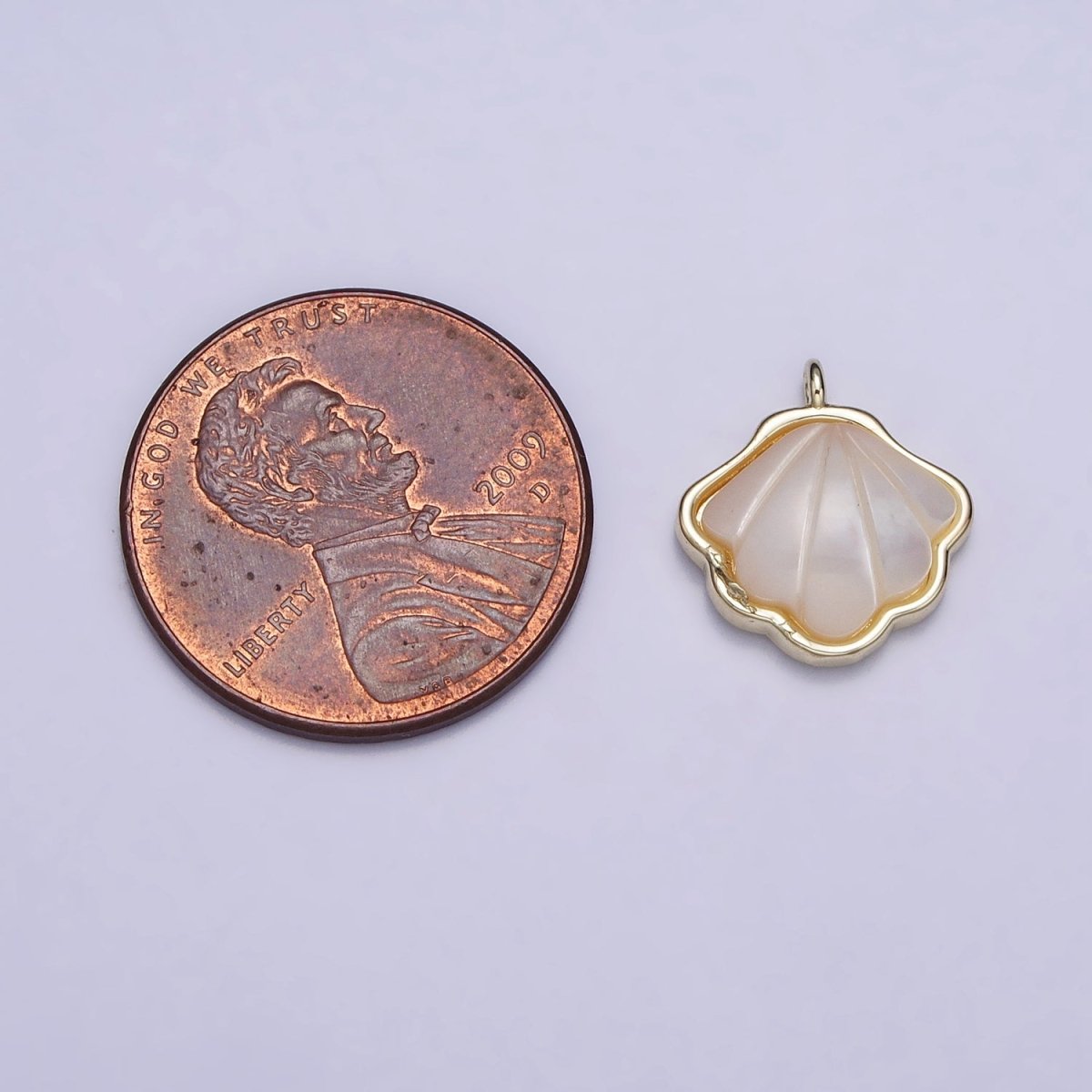 16K Gold Filled Clam Sea Shell Shell Pearl Add-On Charm | AC-773