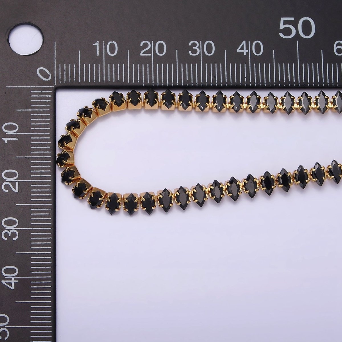 16K Gold Filled Clear, Black, Checkered 5mm Marquise CZ 17 Inch Tennis Chain Necklace | WA-1767 - WA-1769 Clearance Pricing