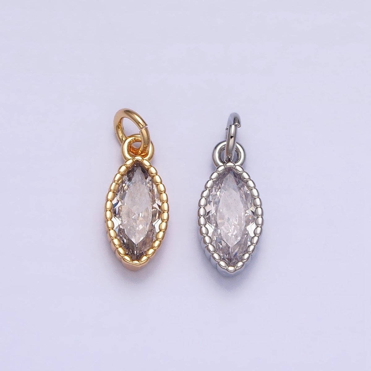16K Gold Filled Clear CZ Marquise Add-On Charm in Gold & Silver | AC1235 AC1236