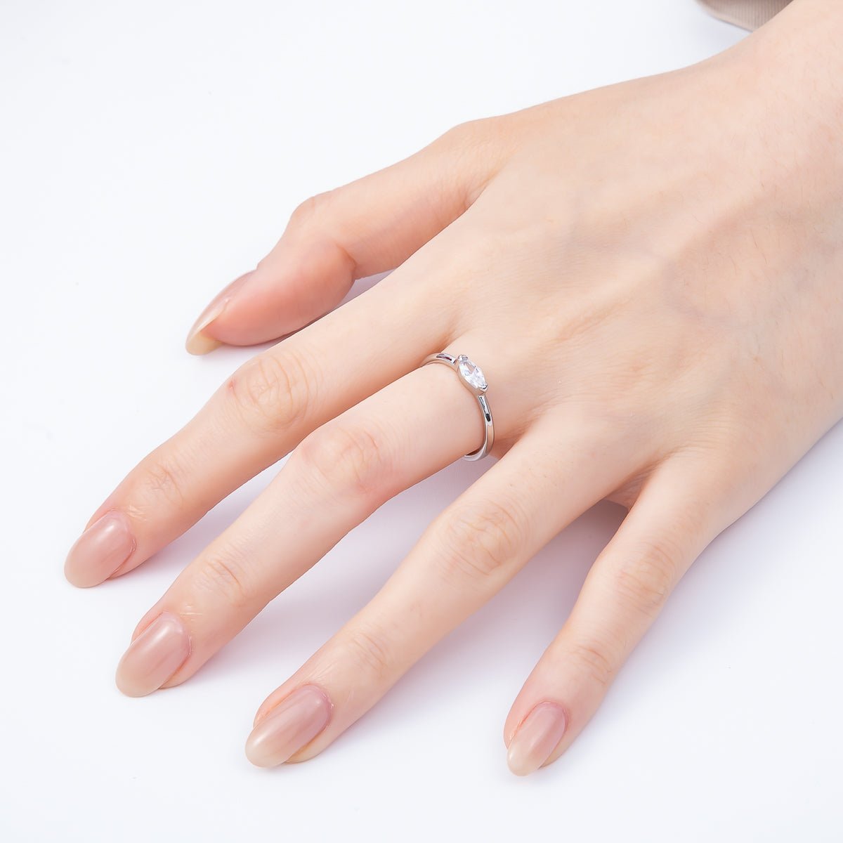 16K Gold Filled Clear Marquise CZ Minimalist Bezel Adjustable Ring in Gold & Silver | Rings-00161 Rings-00162