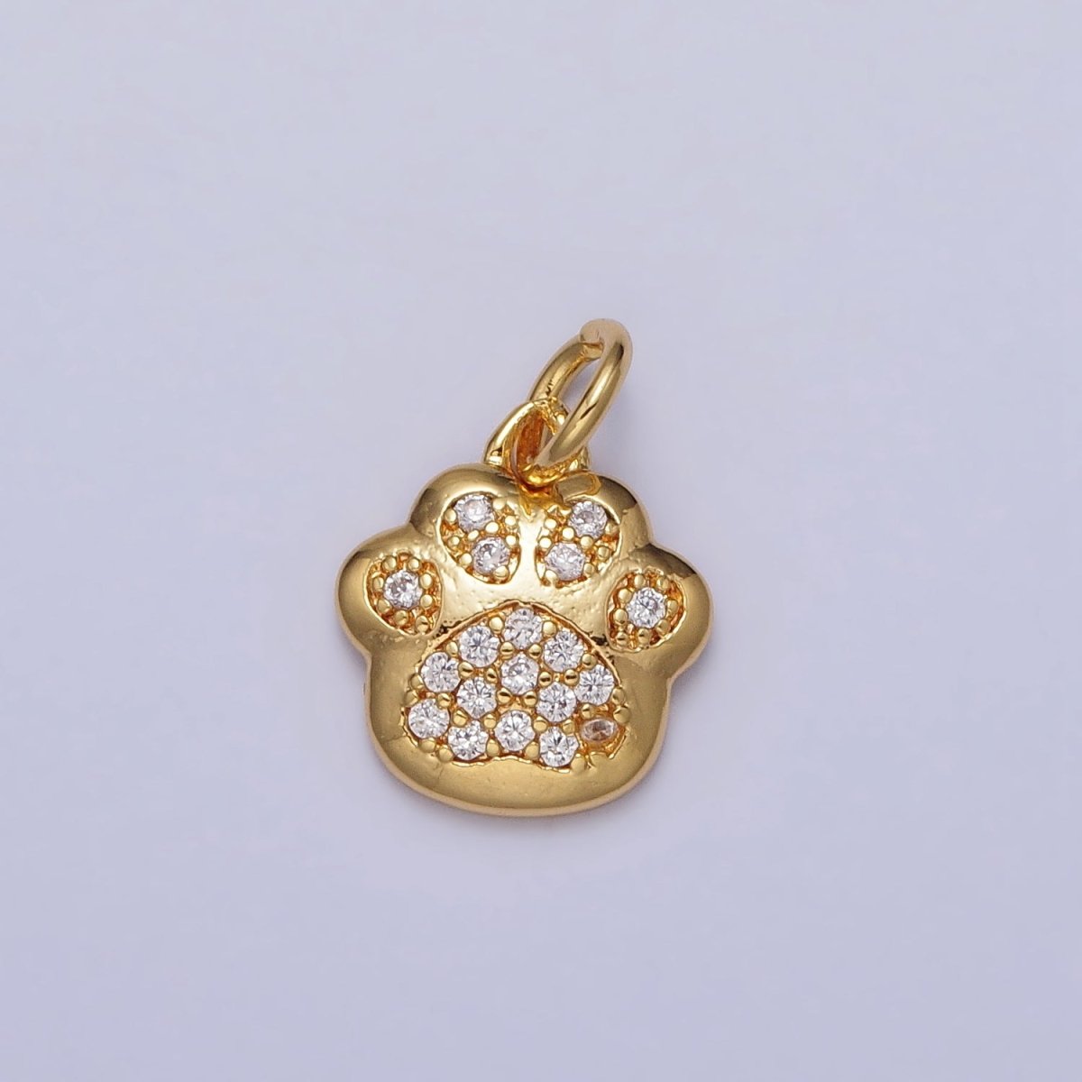 16K Gold Filled Clear Micro Paved CZ Animal Pawprint Add-On Charm | AC251