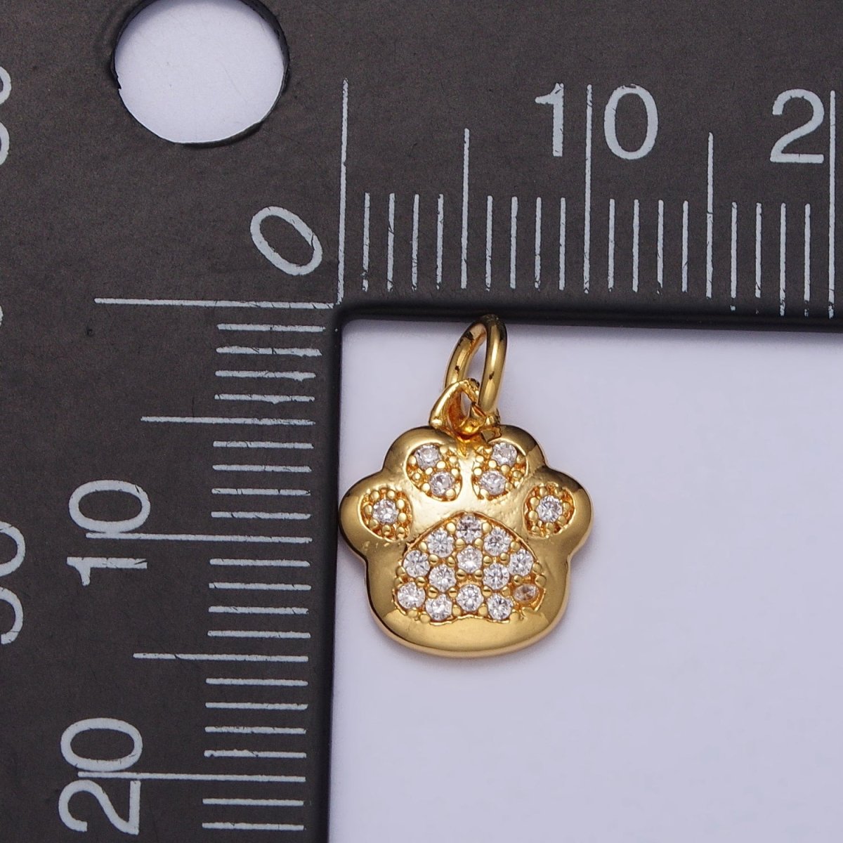 16K Gold Filled Clear Micro Paved CZ Animal Pawprint Add-On Charm | AC251