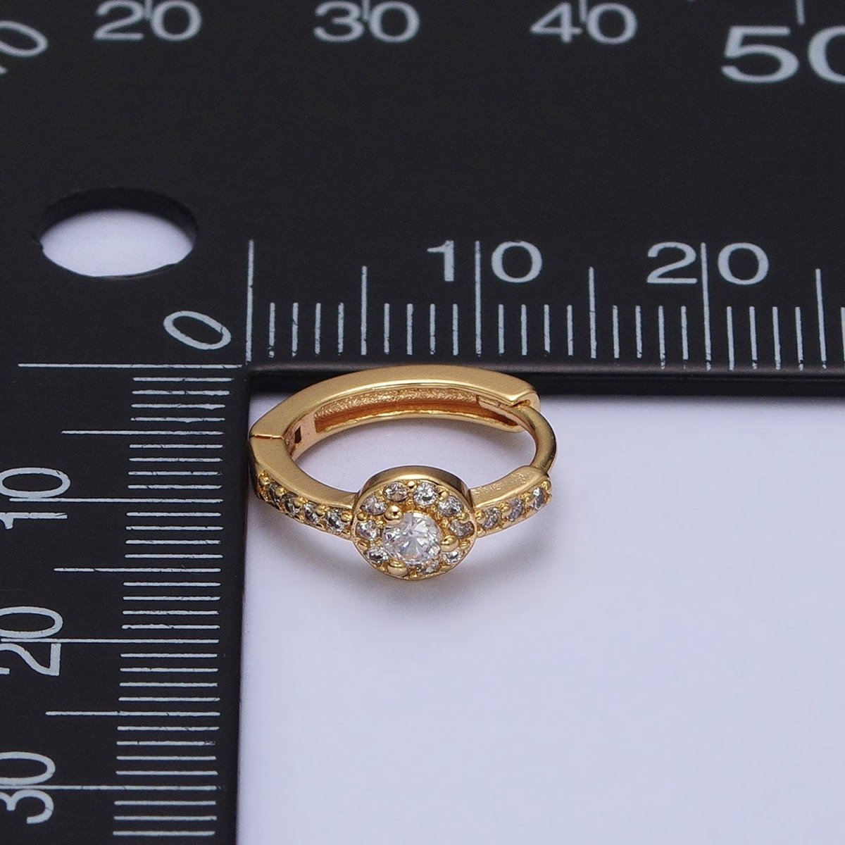 16K Gold Filled Clear, Purple Round CZ Micro Paved 13mm Huggie Earrings in Gold & Silver | AD854 - AD857