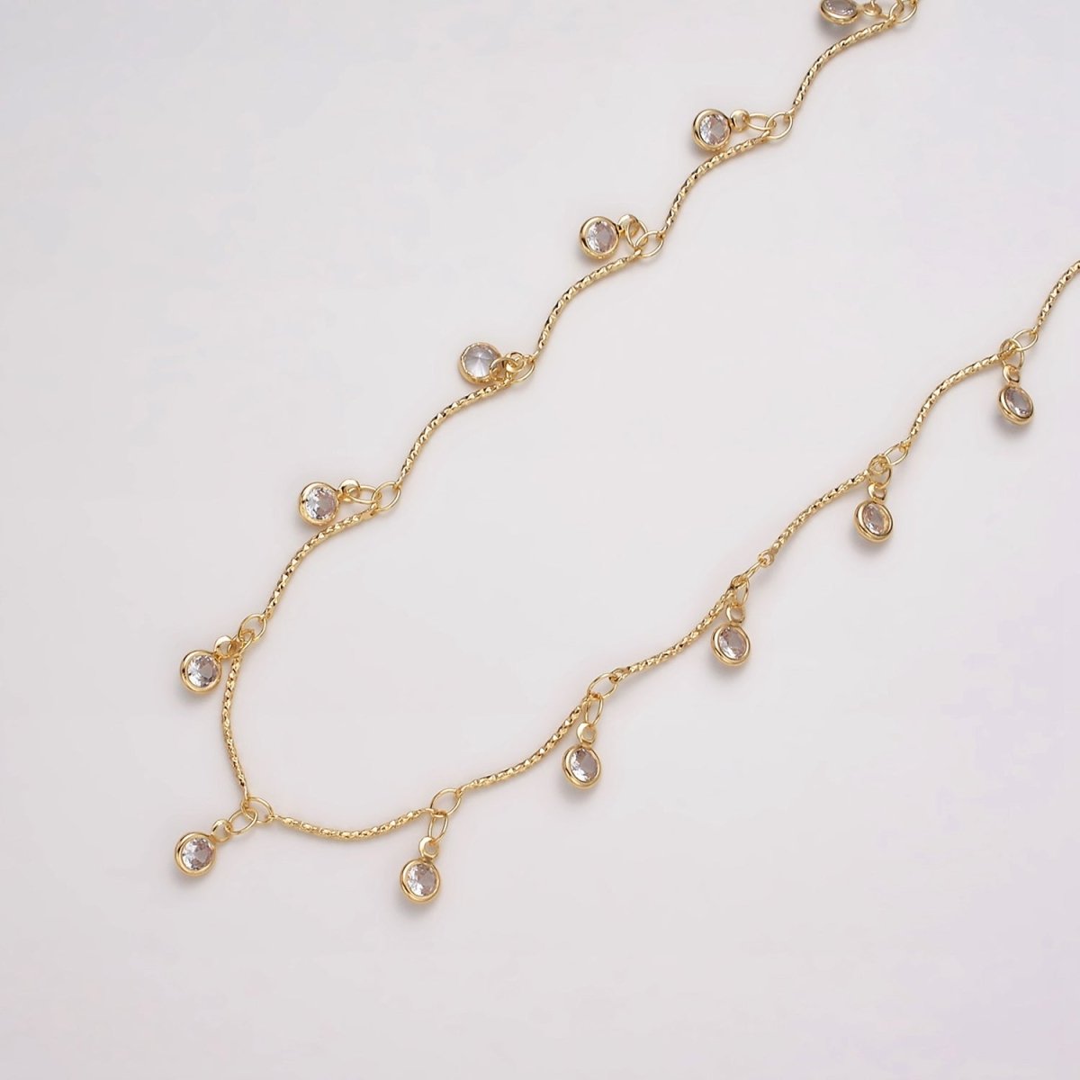 16K Gold Filled Clear Round Drop Textured Designed Unfinished Chain in Gold & Silver | ROLL-1363 ROLL-1364 Clearance Pricing