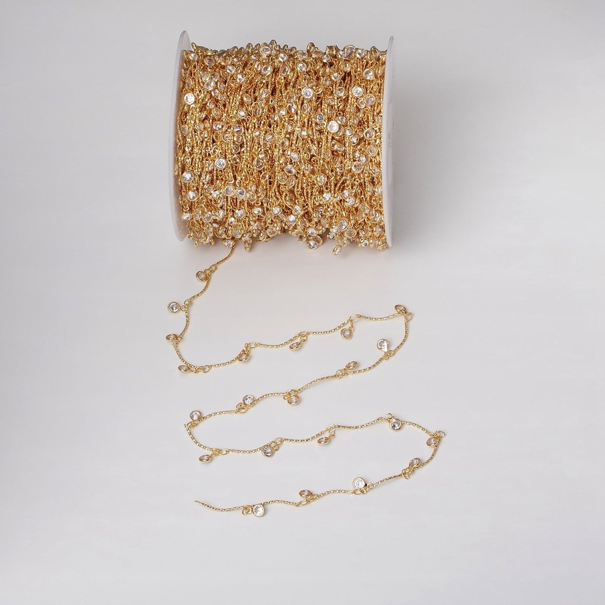 16K Gold Filled Clear Round Drop Textured Designed Unfinished Chain in Gold & Silver | ROLL-1363 ROLL-1364 Clearance Pricing