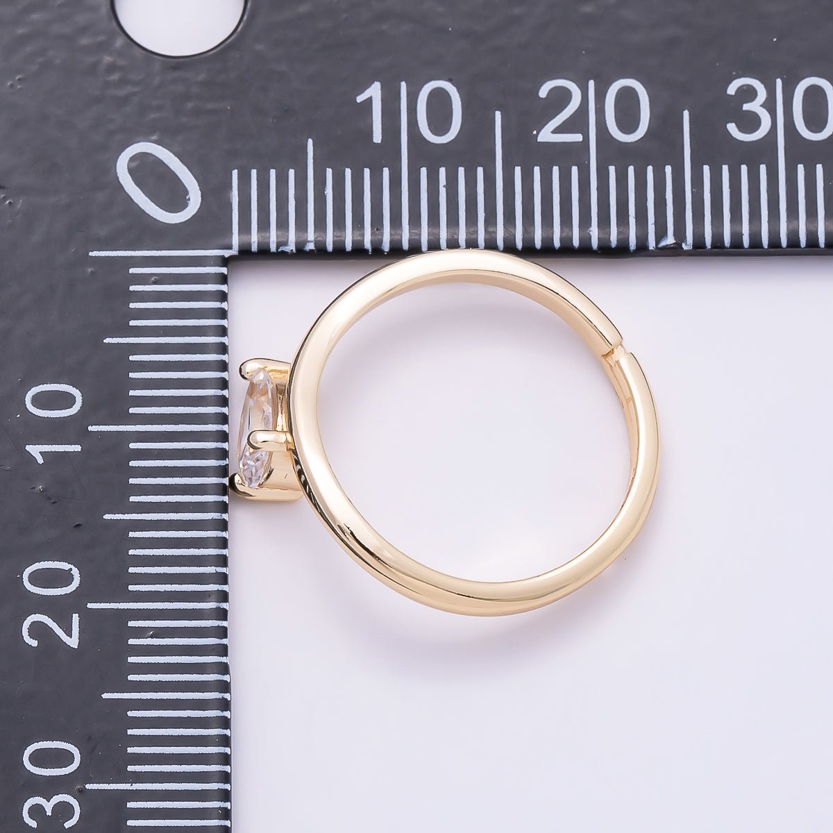 16K Gold Filled Clear Teardrop CZ Solitaire Curved Ring in Gold & Silver | Rings-00130 Rings-00131