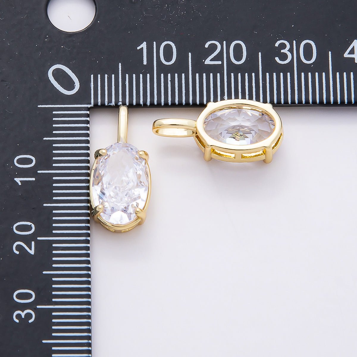 16K Gold Filled Clear Teardrop, Oval, Heart, Marquise, Square CZ Prongs Solitaire Pendant | Charms-00821 ~ Charms-00825