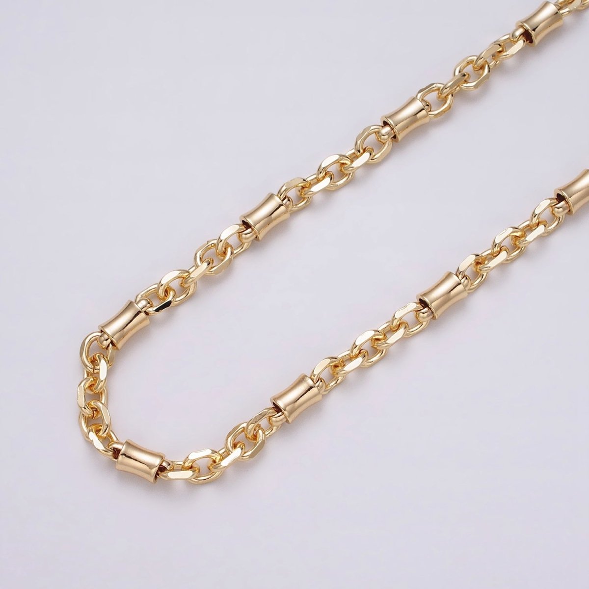 16K Gold Filled Curved Tube Multiple Flat Cable Link Unfinished Chain in Gold & Silver | ROLL-1225 ROLL-1226 Clearance Pricing