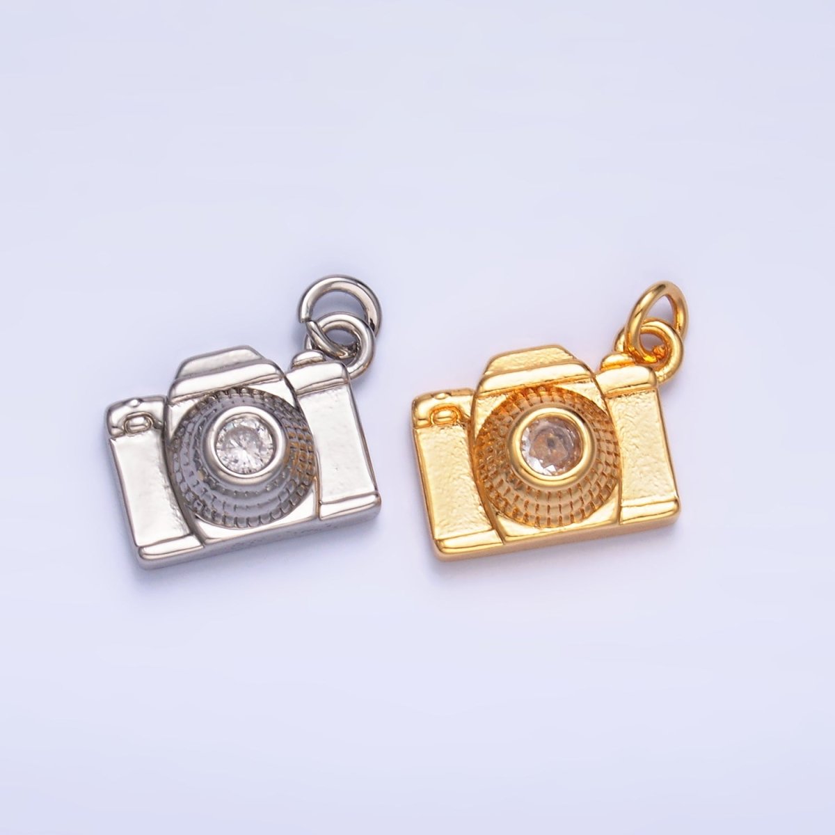 16K Gold Filled 13.5mm CZ Digital Camera Photography Charm in Gold & Silver | Y-00464